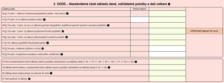Sekcja 3 zeznania podatkowego